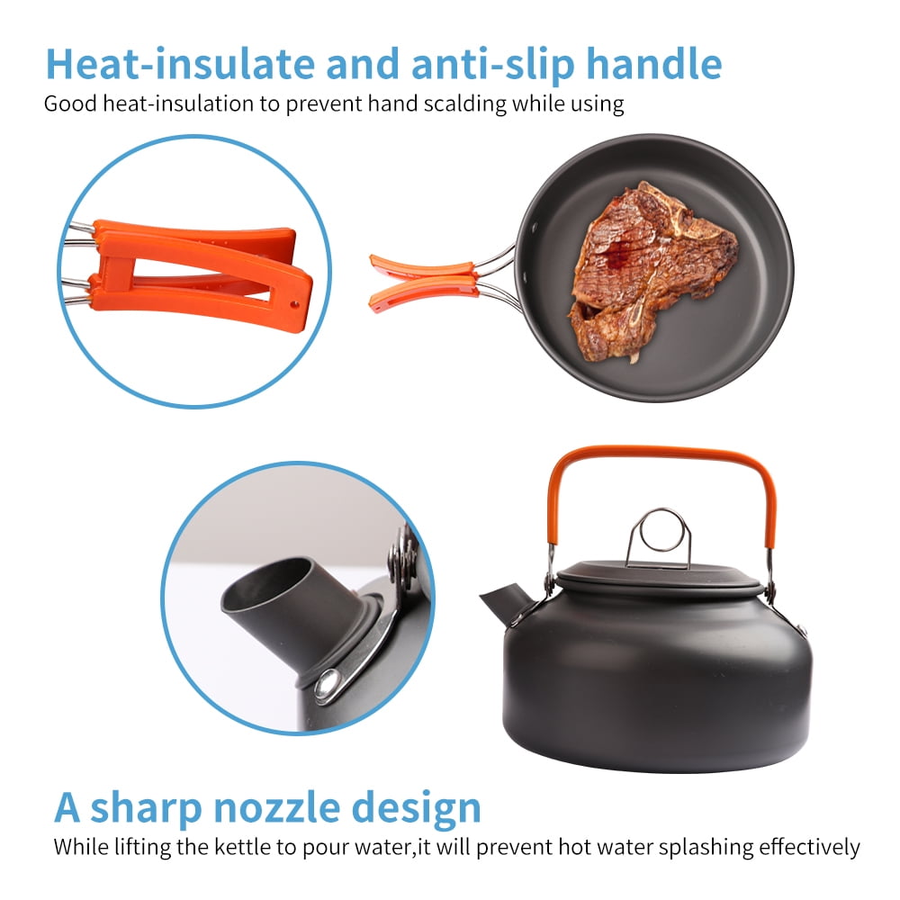 Ultimate Camping Cookware Set - Lightweight, Non-Stick Cooking Gear with Storage Bag for Outdoor Adventures