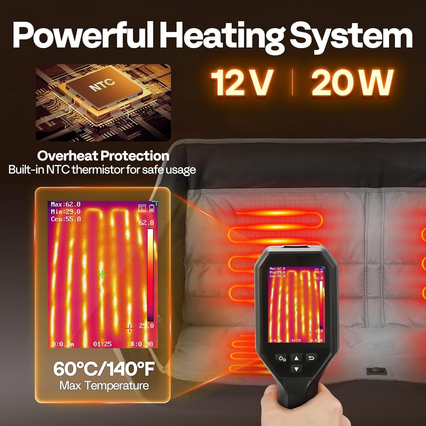 Heated Double Camping Chair: The Ultimate Buddy Seat with a 20,000 mAh Power Bank - Stay Warm, Stay Connected, and Share the Heat!