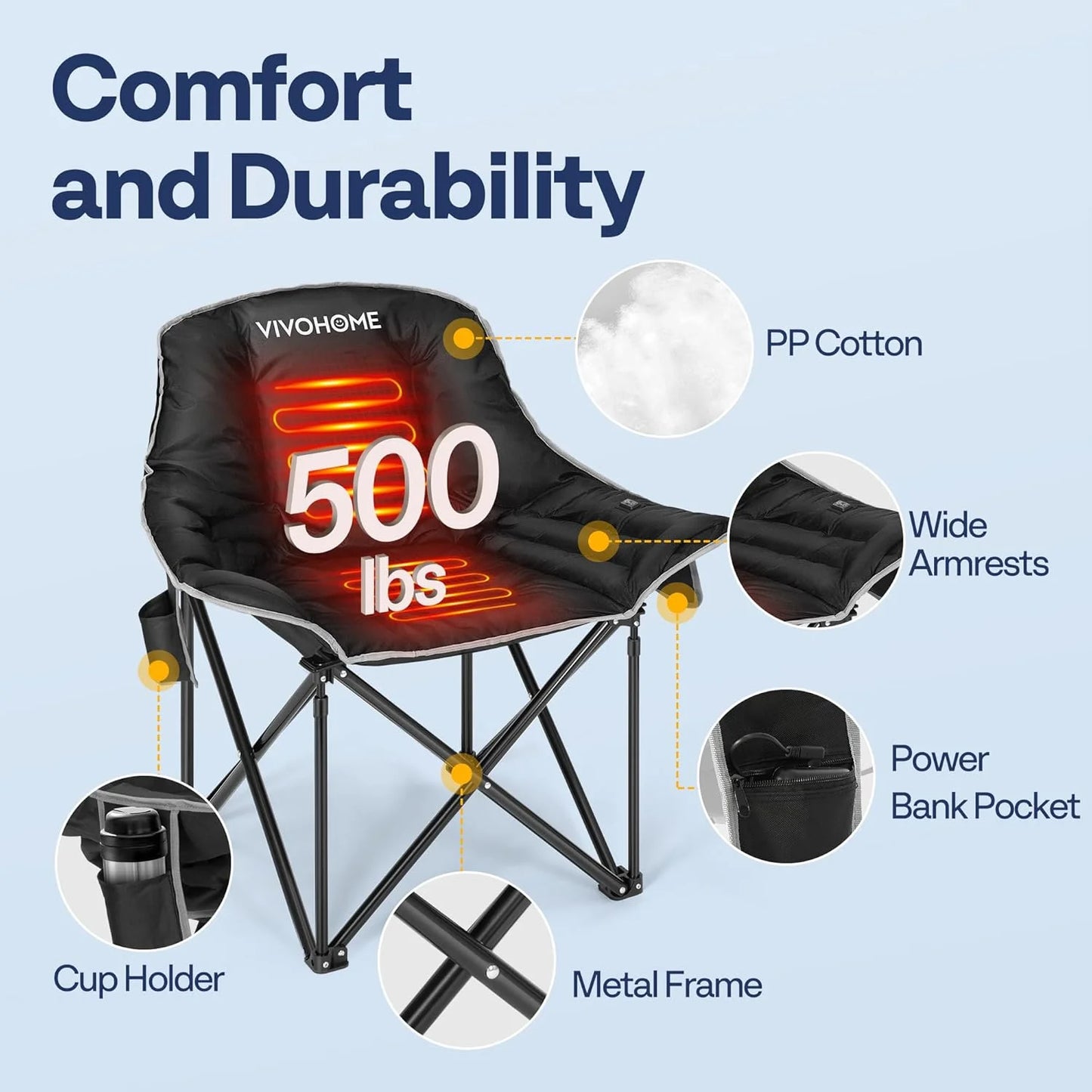 Chill Out and Heat Up: The Oversized Heated Camping Chair - Your Cozy Companion for the Great Outdoors!
