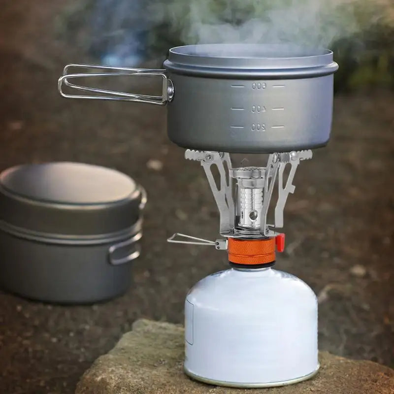 Ultimate Portable Camping Stove: Windproof Backpacking Stove with Piezo Ignition for Outdoor Cooking Adventures