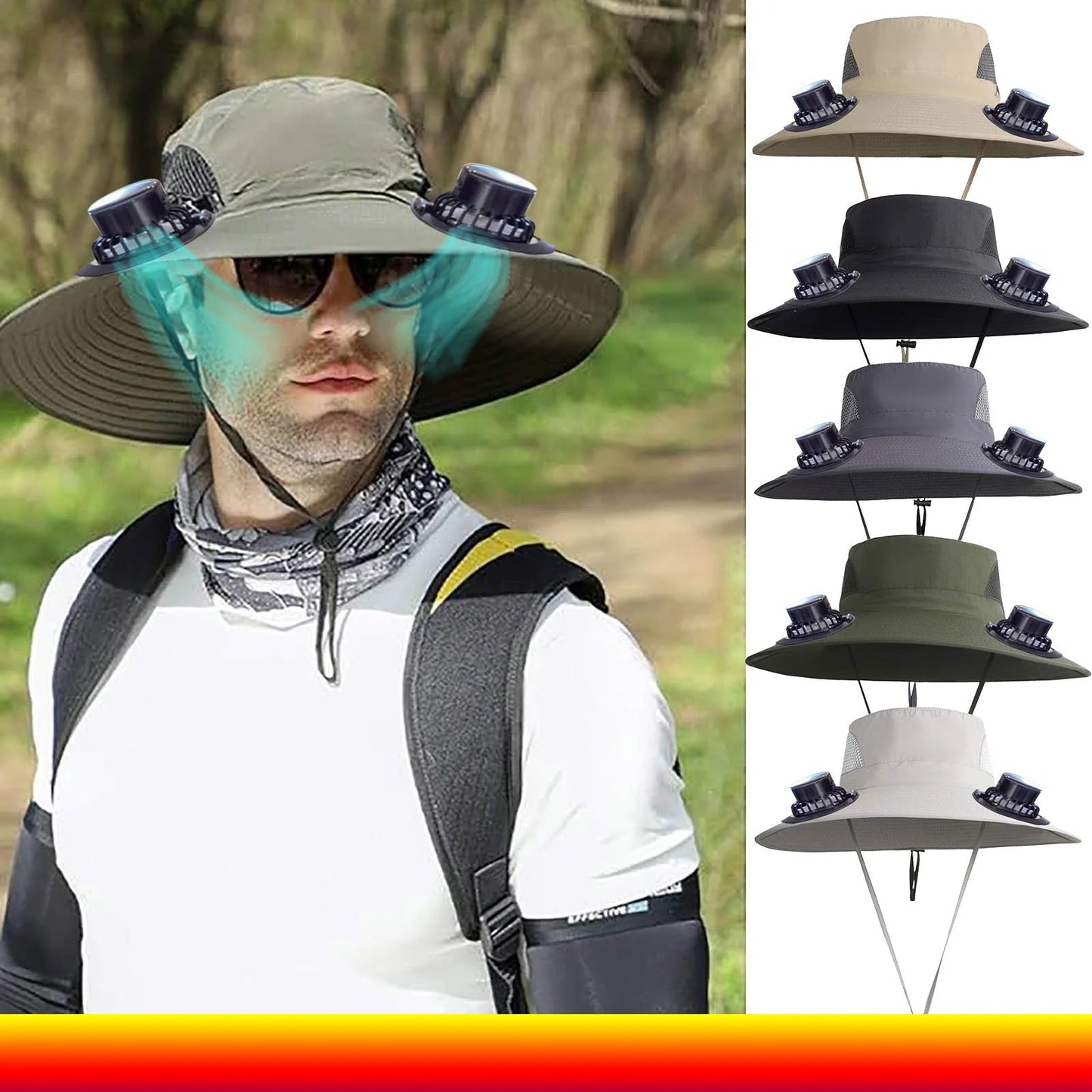 Stay Cool and Stylish This Summer with Our Solar Powered Cooling Fan Fishing Hat – Your Ultimate Sun Protection with Dual Fans and 3-Speed Comfort!