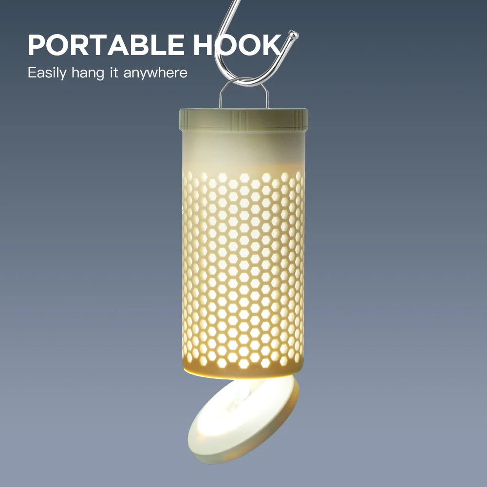 Illuminate Your Adventures with the 3000mAh Rechargeable Honeycomb Design Camping Lantern - Adjustable Warm & White Light for Every Outdoor Experience!