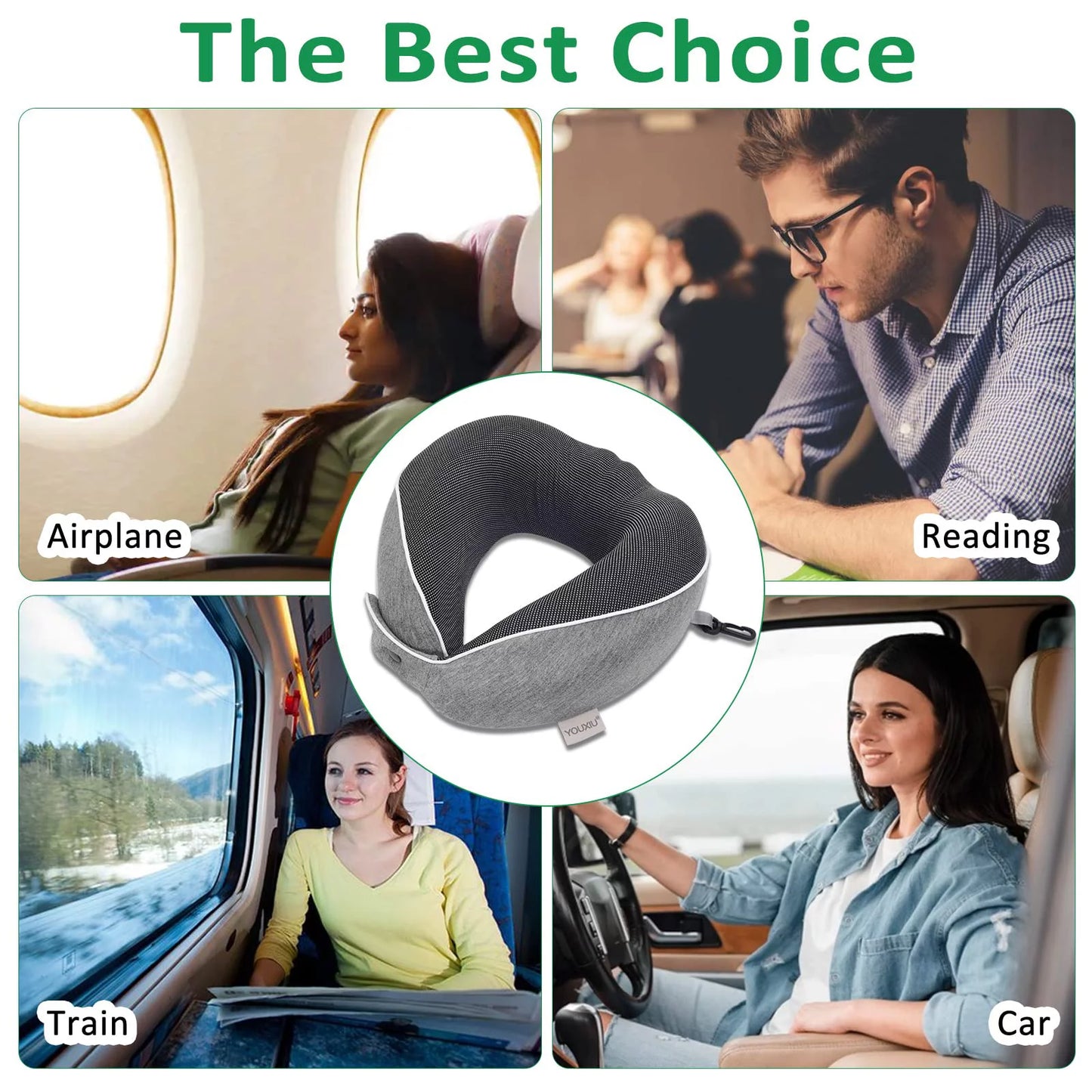 Premium Memory Foam Travel Neck Pillow with 360° Ergonomic Support, Includes Mask, Earplugs, and Storage Bag for Ultimate Comfort on the Go