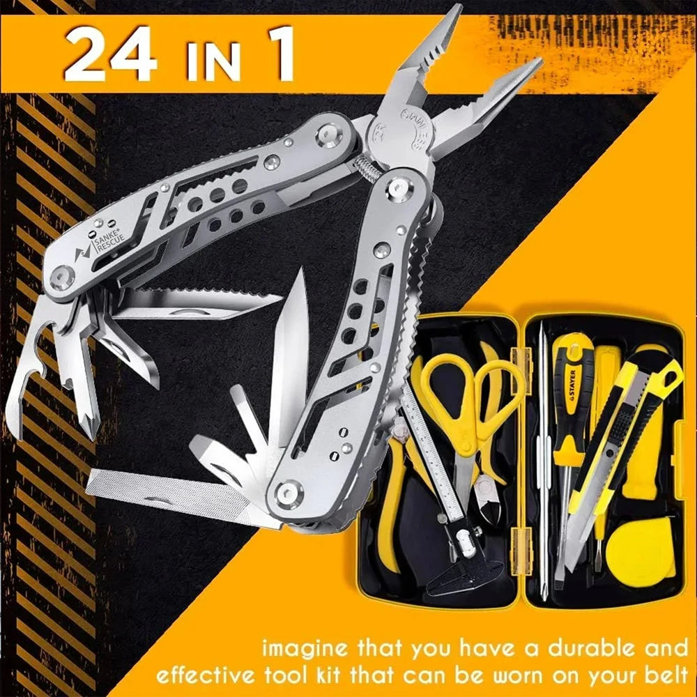 Multitool 24-In-1 Multitools Pliers with Professional Multi-Tool for Survival Camping and Hunting Gifts for Men Dad Hus Band
