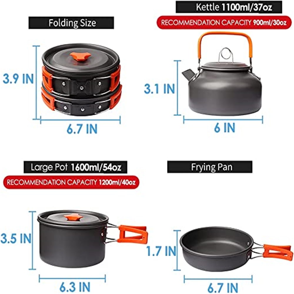 Ultimate Camping Cookware Set - Lightweight, Non-Stick Cooking Gear with Storage Bag for Outdoor Adventures