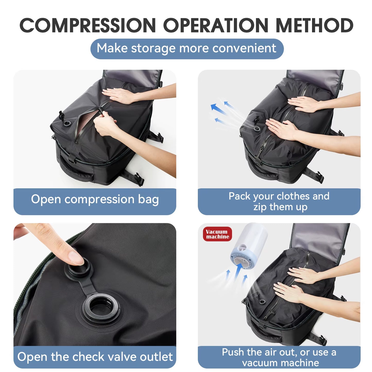 Discover the Vacuum Backpack Travel Bag – Your Ultimate Companion for Business, School, and Adventure – Spacious, Versatile, and Unisex!