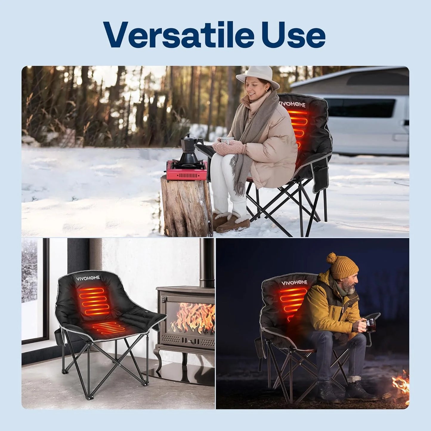 Chill Out and Heat Up: The Oversized Heated Camping Chair - Your Cozy Companion for the Great Outdoors!