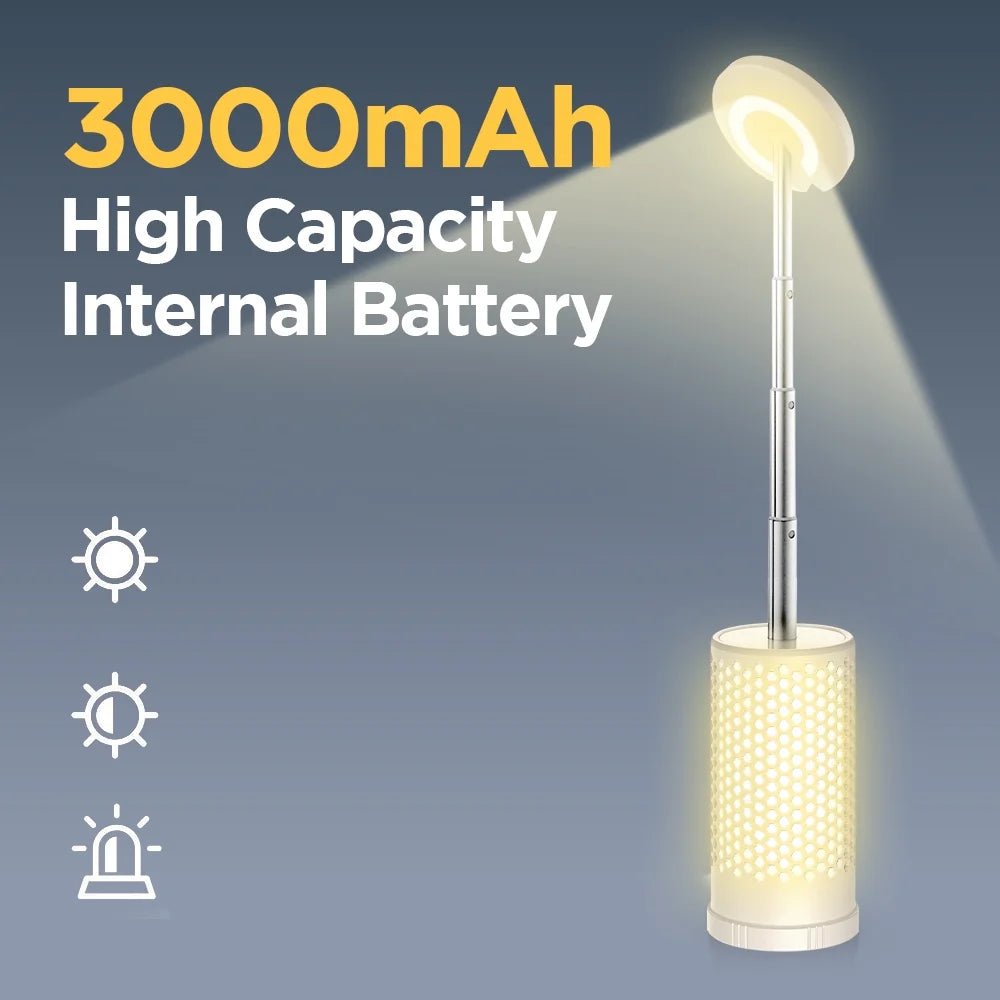 Illuminate Your Adventures with the 3000mAh Rechargeable Honeycomb Design Camping Lantern - Adjustable Warm & White Light for Every Outdoor Experience!