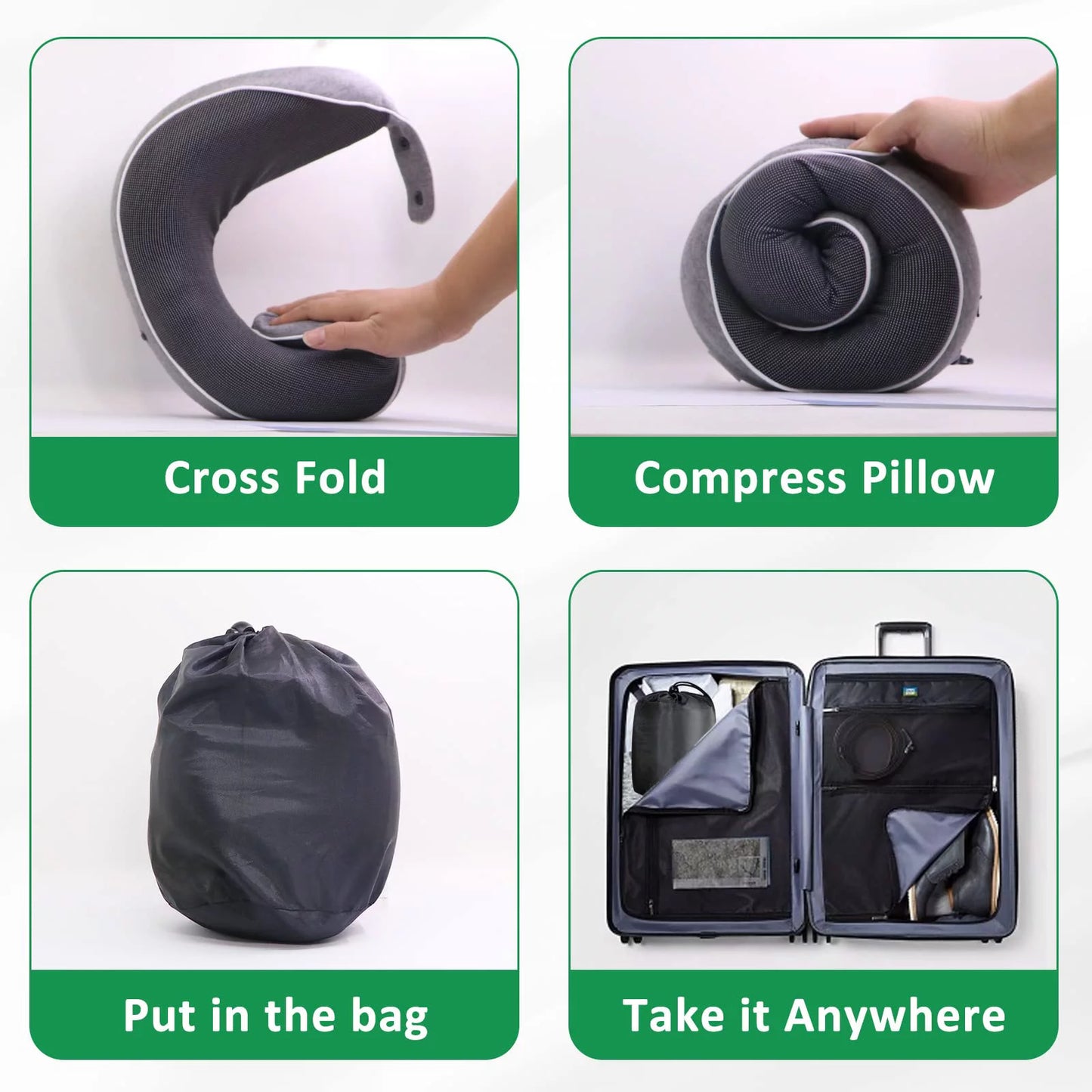 Premium Memory Foam Travel Neck Pillow with 360° Ergonomic Support, Includes Mask, Earplugs, and Storage Bag for Ultimate Comfort on the Go