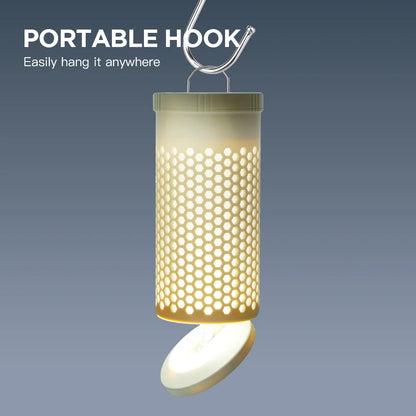 Illuminate Your Adventures with the 3000mAh Rechargeable Honeycomb Design Camping Lantern - Adjustable Warm & White Light for Every Outdoor Experience!