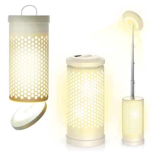 Illuminate Your Adventures with the 3000mAh Rechargeable Honeycomb Design Camping Lantern - Adjustable Warm & White Light for Every Outdoor Experience!
