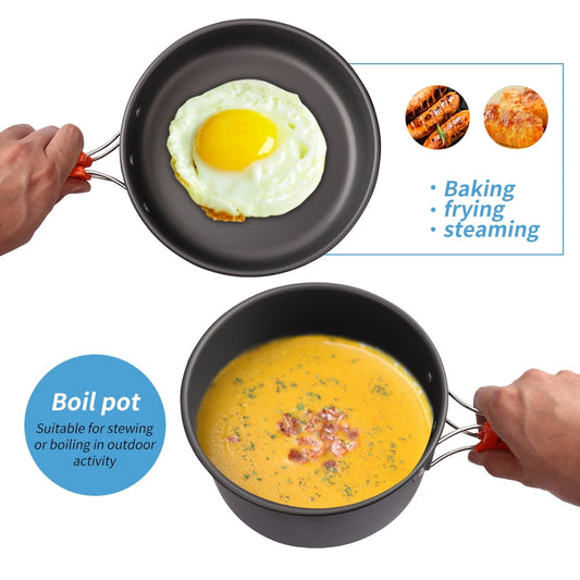 Ultimate Camping Cookware Set - Lightweight, Non-Stick Cooking Gear with Storage Bag for Outdoor Adventures
