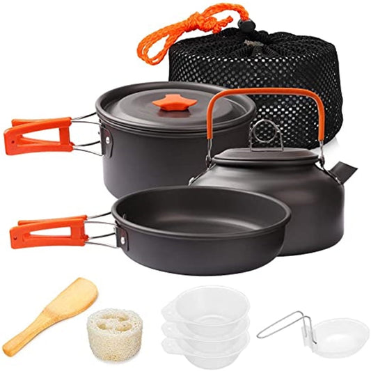 Ultimate Camping Cookware Set - Lightweight, Non-Stick Cooking Gear with Storage Bag for Outdoor Adventures