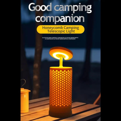 Illuminate Your Adventures with the 3000mAh Rechargeable Honeycomb Design Camping Lantern - Adjustable Warm & White Light for Every Outdoor Experience!